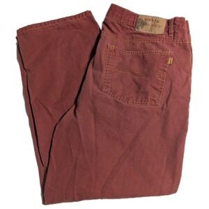 Orvis Montana Morning Jeans 42x30 Red Clay & Gold Stitch‎ Vintage Dye